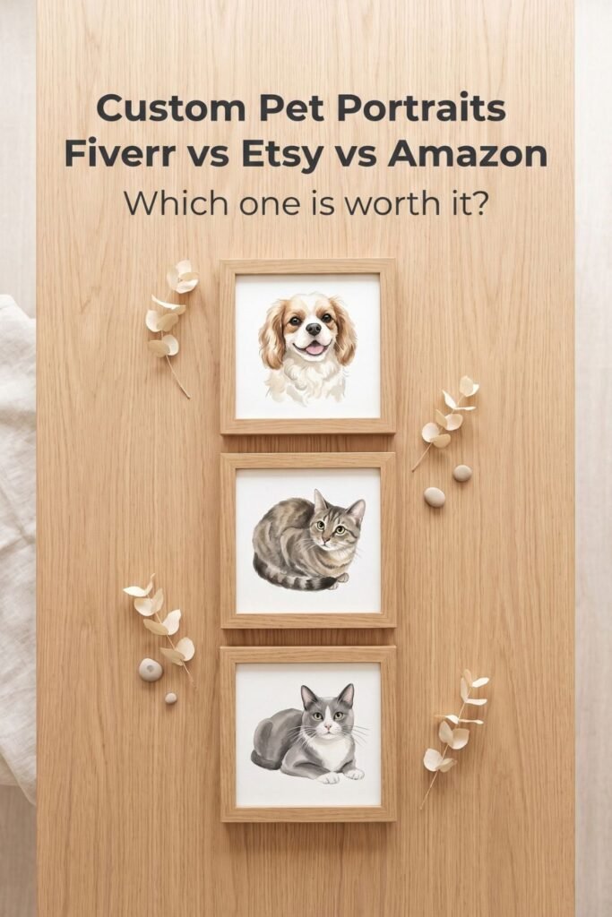 Custom pet portraits comparison guide for Fiverr, Etsy, and Amazon