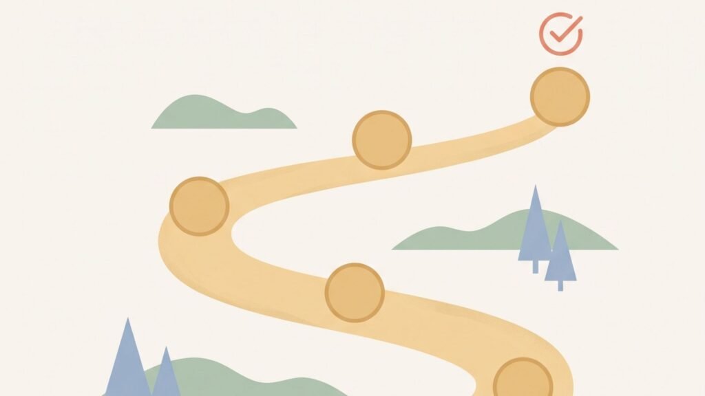 Illustration of a step-by-step roadmap path representing a business automation planning process